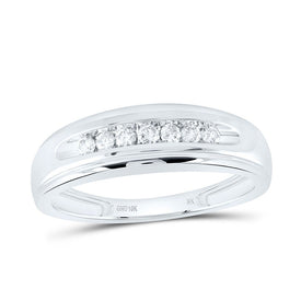 10K White Gold Round Diamond Men's Wedding Band Ring 1/4 Cttw - Splendid Jewellery