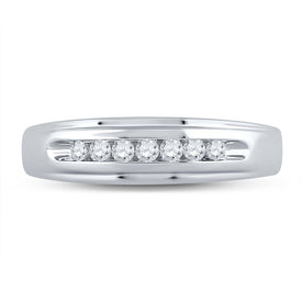 10K White Gold Round Diamond Men's Wedding Band Ring 1/4 Cttw - Splendid Jewellery