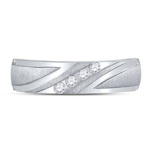 Load image into Gallery viewer, 10K White Gold Round Diamond Men's Wedding Channel Set Band Ring 1/6 Cttw - Splendid Jewellery