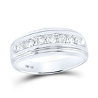 10K White Gold Round Diamond Men's Wedding Channel Set Band Ring 3/4 Cttw - Splendid Jewellery