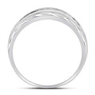 10K White Gold Round Diamond Men's Wedding Channel Set Scalloped Band Ring 1/4 Cttw - Splendid Jewellery
