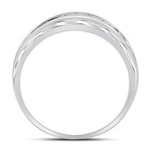 Load image into Gallery viewer, 10K White Gold Round Diamond Men's Wedding Channel Set Scalloped Band Ring 1/4 Cttw - Splendid Jewellery