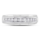 10K White Gold Round Diamond Men's Wedding Channel Set Scalloped Band Ring 1/4 Cttw - Splendid Jewellery