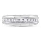 10K White Gold Round Diamond Men's Wedding Channel Set Scalloped Band Ring 1/4 Cttw - Splendid Jewellery