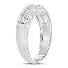 10K White Gold Round Diamond Men's Wedding Channel Set Scalloped Band Ring 1/4 Cttw - Splendid Jewellery