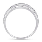 10K White Gold Round Diamond Men's Wedding Channel Set Scalloped Band Ring 1/4 Cttw - Splendid Jewellery