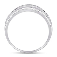 Load image into Gallery viewer, 10K White Gold Round Diamond Men's Wedding Channel Set Scalloped Band Ring 1/4 Cttw - Splendid Jewellery