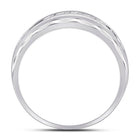10K White Gold Round Diamond Men's Wedding Channel Set Scalloped Band Ring 1/4 Cttw - Splendid Jewellery