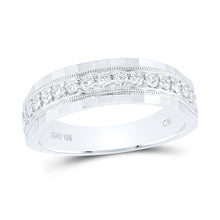 Load image into Gallery viewer, 10K White Gold Round Diamond Men's Wedding Machine Set Band Ring 1/2 Cttw - Splendid Jewellery