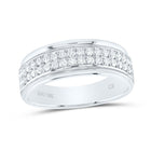 10K White Gold Round Diamond Men's Wedding Machine Set Band Ring 1/2 Cttw - Splendid Jewellery