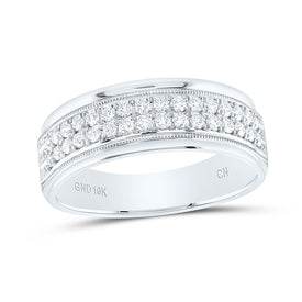 10K White Gold Round Diamond Men's Wedding Machine Set Band Ring 1/2 Cttw - Splendid Jewellery
