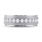 10K White Gold Round Diamond Men's Wedding Milgrain Channel Set Band Ring 1 Cttw - Splendid Jewellery