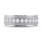 10K White Gold Round Diamond Men's Wedding Milgrain Channel Set Band Ring 1 Cttw - Splendid Jewellery