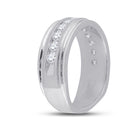10K White Gold Round Diamond Men's Wedding Milgrain Channel Set Band Ring 1 Cttw - Splendid Jewellery
