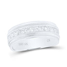 10K White Gold Round Diamond Men's Wedding Milgrain Channel Set Band Ring 1 Cttw - Splendid Jewellery