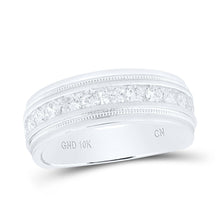 Load image into Gallery viewer, 10K White Gold Round Diamond Men's Wedding Milgrain Channel Set Band Ring 1 Cttw - Splendid Jewellery