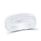 10K White Gold Round Diamond Men's Wedding Milgrain Channel Set Band Ring 1 Cttw - Splendid Jewellery