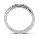 10K White Gold Round Diamond Men's Wedding Milgrain Channel Set Band Ring 1 Cttw - Splendid Jewellery