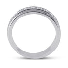 10K White Gold Round Diamond Men's Wedding Milgrain Channel Set Band Ring 1 Cttw - Splendid Jewellery