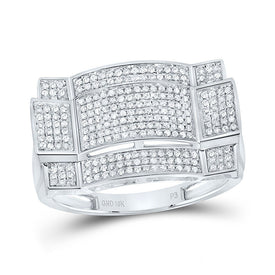 10K White Gold Round Diamond Micro - Pave Mens Ring 1/2 Cttw - Splendid Jewellery
