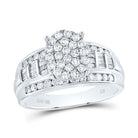 10K White Gold Round Diamond Oval Ring 1 Cttw - Splendid Jewellery