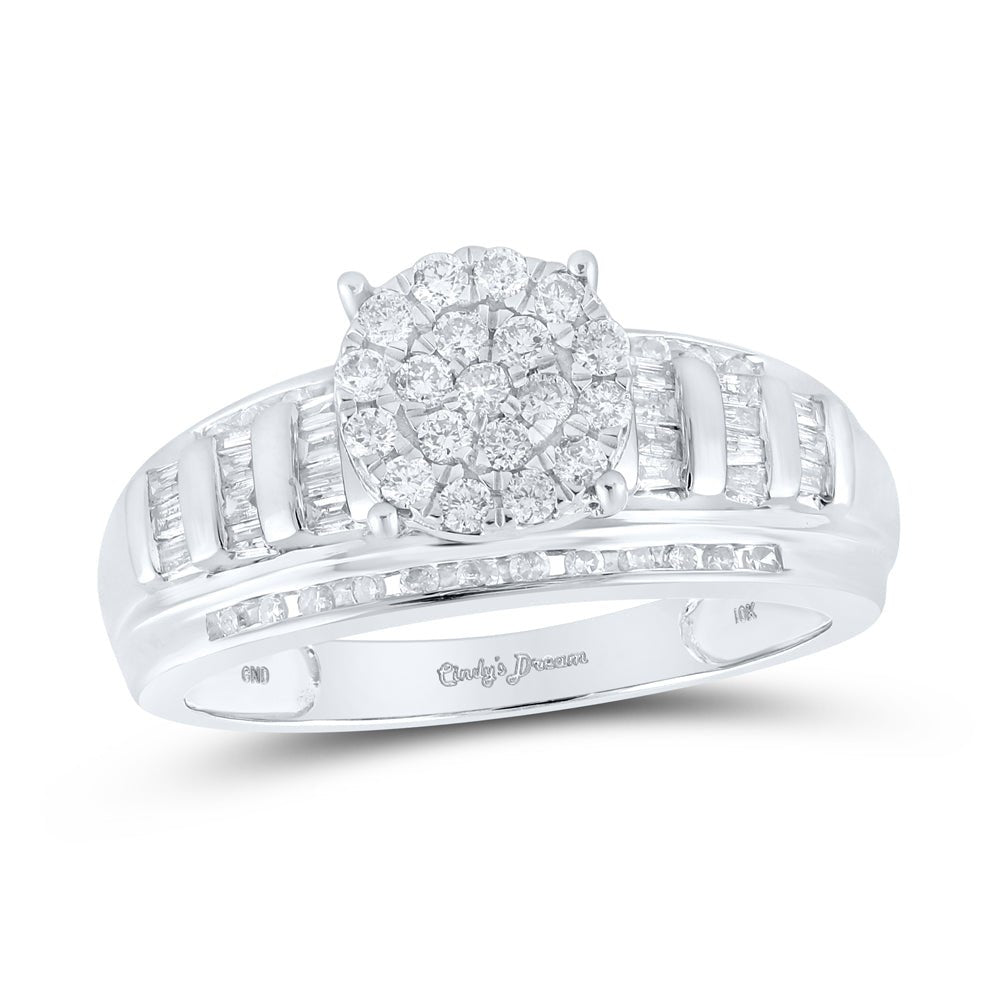 10K White Gold Round Diamond Ring 1/2 Cttw - Splendid Jewellery