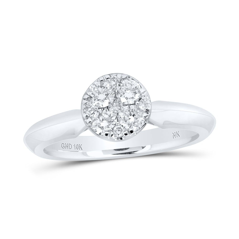 10K White Gold Round Diamond Ring 1/2 Cttw - Splendid Jewellery