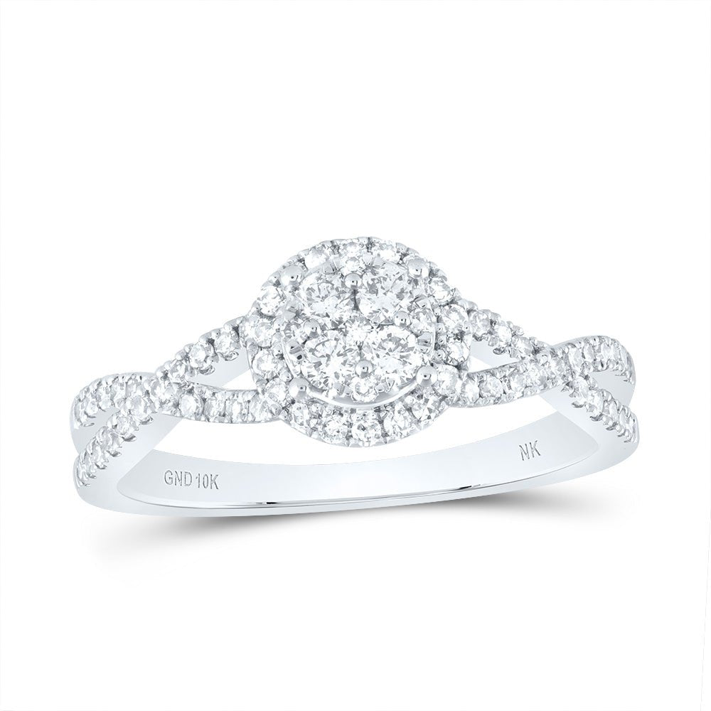 10K White Gold Round Diamond Ring 1/2 Cttw - Splendid Jewellery