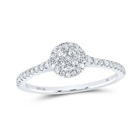 10K White Gold Round Diamond Ring 3/8 Cttw - Splendid Jewellery