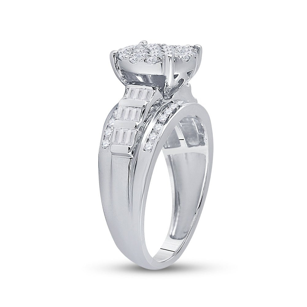 10K White Gold Round Diamond Ring 7/8 Cttw - Splendid Jewellery