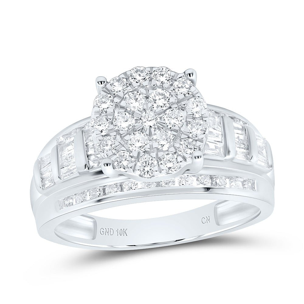 10K White Gold Round Diamond Ring 7/8 Cttw - Splendid Jewellery