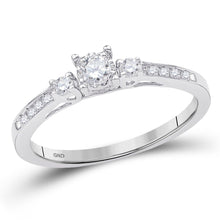 Load image into Gallery viewer, 10K White Gold Round Diamond Women's 3 Stone Promise Bridal Ring 1/6 Cttw - Splendid Jewellery