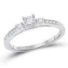 10K White Gold Round Diamond Women's 3 Stone Promise Bridal Ring 1/6 Cttw - Splendid Jewellery