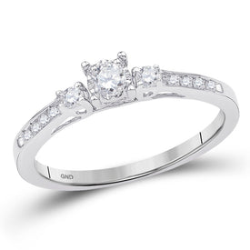 10K White Gold Round Diamond Women's 3 Stone Promise Bridal Ring 1/6 Cttw - Splendid Jewellery