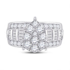 10K White Gold Round Diamond Women's Baguette Cluster Pear Bridal Wedding Engagement Ring 2 Cttw - Splendid Jewellery