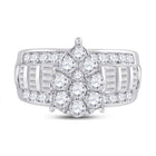 10K White Gold Round Diamond Women's Baguette Cluster Pear Bridal Wedding Engagement Ring 2 Cttw - Splendid Jewellery