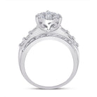 10K White Gold Round Diamond Women's Baguette Cluster Pear Bridal Wedding Engagement Ring 2 Cttw - Splendid Jewellery