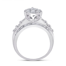 Load image into Gallery viewer, 10K White Gold Round Diamond Women's Baguette Cluster Pear Bridal Wedding Engagement Ring 2 Cttw - Splendid Jewellery