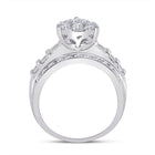 10K White Gold Round Diamond Women's Baguette Cluster Pear Bridal Wedding Engagement Ring 2 Cttw - Splendid Jewellery