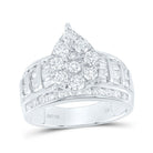 10K White Gold Round Diamond Women's Baguette Cluster Pear Bridal Wedding Engagement Ring 2 Cttw - Splendid Jewellery
