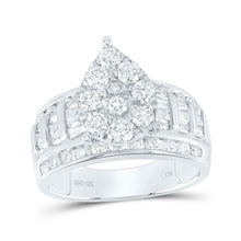 Load image into Gallery viewer, 10K White Gold Round Diamond Women's Baguette Cluster Pear Bridal Wedding Engagement Ring 2 Cttw - Splendid Jewellery