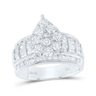 10K White Gold Round Diamond Women's Baguette Cluster Pear Bridal Wedding Engagement Ring 2 Cttw - Splendid Jewellery