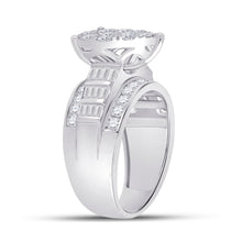 Load image into Gallery viewer, 10K White Gold Round Diamond Women's Baguette Cluster Pear Bridal Wedding Engagement Ring 2 Cttw - Splendid Jewellery
