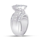 10K White Gold Round Diamond Women's Baguette Cluster Pear Bridal Wedding Engagement Ring 2 Cttw - Splendid Jewellery