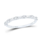 10K White Gold Round Diamond Women's Baguette Stackable Band Ring 3/8 Cttw - Splendid Jewellery