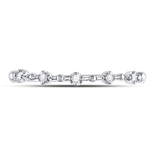 Load image into Gallery viewer, 10K White Gold Round Diamond Women's Bead Dot Stackable Ring 1/20 Cttw - Splendid Jewellery
