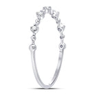 10K White Gold Round Diamond Women's Bead Dot Stackable Ring 1/20 Cttw - Splendid Jewellery