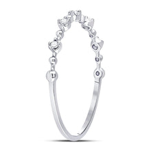 Load image into Gallery viewer, 10K White Gold Round Diamond Women's Bead Dot Stackable Ring 1/20 Cttw - Splendid Jewellery