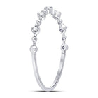 10K White Gold Round Diamond Women's Bead Dot Stackable Ring 1/20 Cttw - Splendid Jewellery