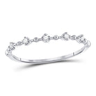 10K White Gold Round Diamond Women's Bead Dot Stackable Ring 1/20 Cttw - Splendid Jewellery
